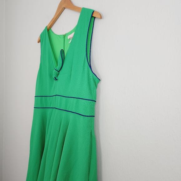 Hutch by Anthropologie Bowtie Fit and Flare Kelly Green Sleeveless Dress - Picture 6 of 10